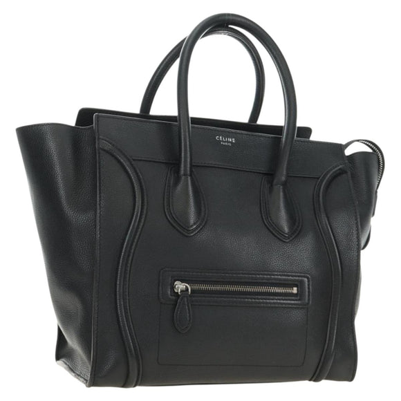CELINE Luggage Mini Shopper Hand Bag Leather Black Silver Auth yk20573SAM