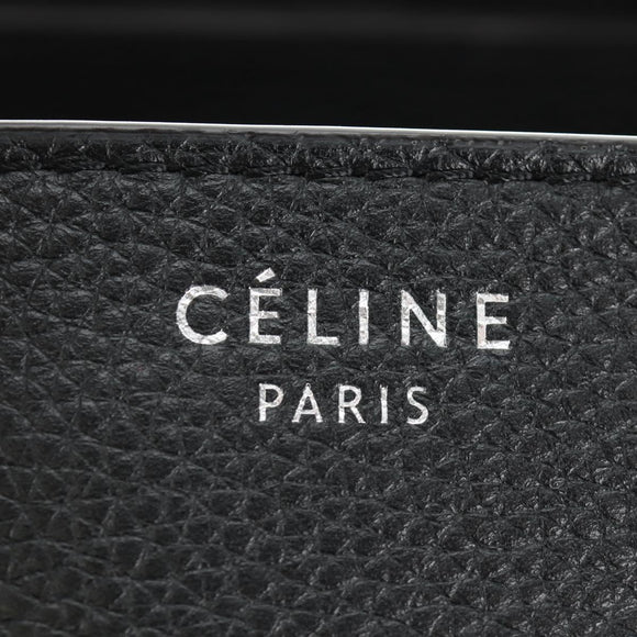CELINE Luggage Mini Shopper Hand Bag Leather Black Silver Auth yk20573SAM