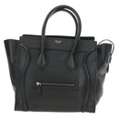 CELINE Luggage Mini Shopper Hand Bag Leather Black Silver Auth yk20573SAM-2