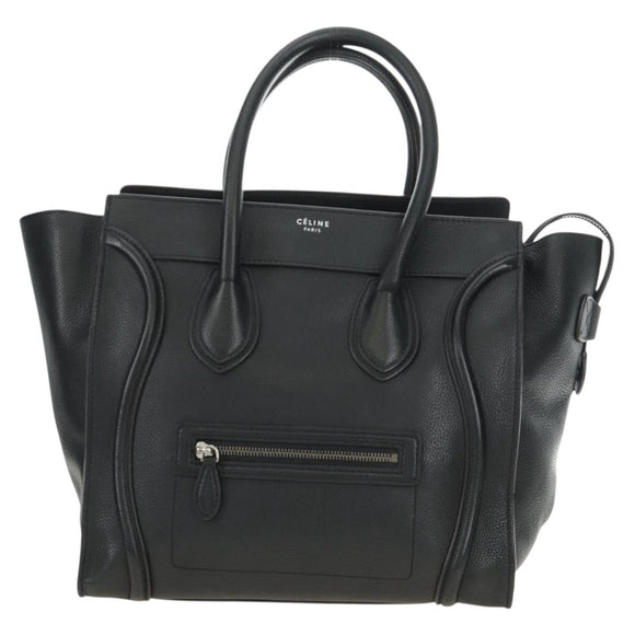 CELINE Luggage Mini Shopper Hand Bag Leather Black Silver Auth yk20573SAM