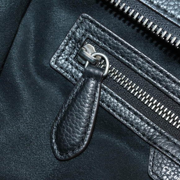 CELINE Luggage Mini Shopper Hand Bag Leather Black Silver Auth yk20573SAM
