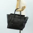 CELINE Luggage Mini Shopper Hand Bag Leather Black Silver Auth yk20573SAM-26