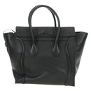 CELINE Luggage Mini Shopper Hand Bag Leather Black Silver Auth yk20573SAM-3