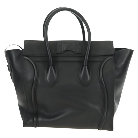CELINE Luggage Mini Shopper Hand Bag Leather Black Silver Auth yk20573SAM