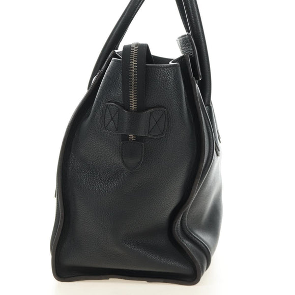 CELINE Luggage Mini Shopper Hand Bag Leather Black Silver Auth yk20573SAM