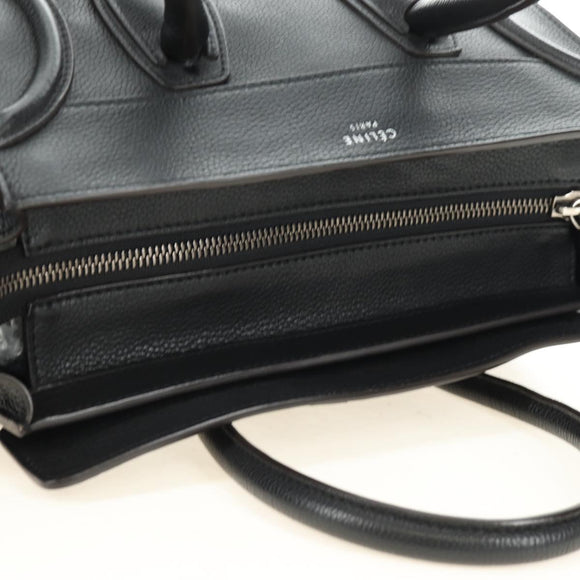CELINE Luggage Mini Shopper Hand Bag Leather Black Silver Auth yk20573SAM
