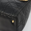 Christian Dior Canage Hand Bag Lamb Skin Black Gold Auth yk20574SAV-9
