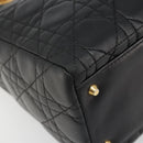 Christian Dior Canage Hand Bag Lamb Skin Black Gold Auth yk20574SAV-14