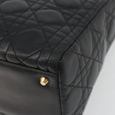 Christian Dior Canage Hand Bag Lamb Skin Black Gold Auth yk20574SAV-15
