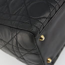 Christian Dior Canage Hand Bag Lamb Skin Black Gold Auth yk20574SAV-16