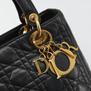 Christian Dior Canage Hand Bag Lamb Skin Black Gold Auth yk20574SAV-17