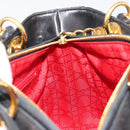 Christian Dior Canage Hand Bag Lamb Skin Black Gold Auth yk20574SAV-19