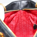 Christian Dior Canage Hand Bag Lamb Skin Black Gold Auth yk20574SAV-20