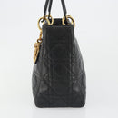 Christian Dior Canage Hand Bag Lamb Skin Black Gold Auth yk20574SAV-3