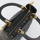 Christian Dior Canage Hand Bag Lamb Skin Black Gold Auth yk20574SAV-6