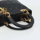 Christian Dior Canage Hand Bag Lamb Skin Black Gold Auth yk20574SAV-7