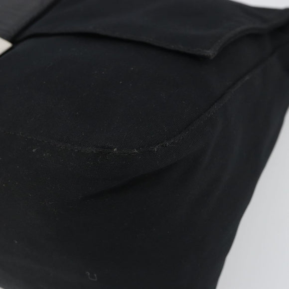 FENDI Mamma Baguette Shoulder Bag Cotton Jersey Black Silver Auth yk20575