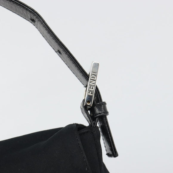 FENDI Mamma Baguette Shoulder Bag Cotton Jersey Black Silver Auth yk20575