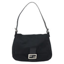 FENDI Mamma Baguette Shoulder Bag Cotton Jersey Black Silver Auth yk20575-2