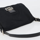 FENDI Mamma Baguette Shoulder Bag Cotton Jersey Black Silver Auth yk20575-6