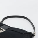 FENDI Mamma Baguette Shoulder Bag Cotton Jersey Black Silver Auth yk20575-8