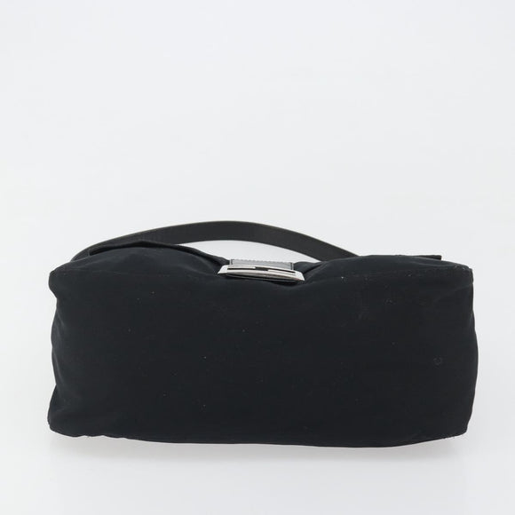 FENDI Mamma Baguette Shoulder Bag Cotton Jersey Black Silver Auth yk20575