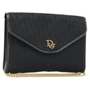 Christian Dior Trotter Canvas Chain Shoulder Bag Black Gold Auth yk20576-1