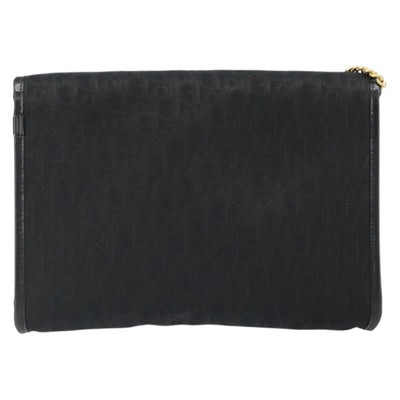 Christian Dior Trotter Canvas Chain Shoulder Bag Black Gold Auth yk20576 - 0