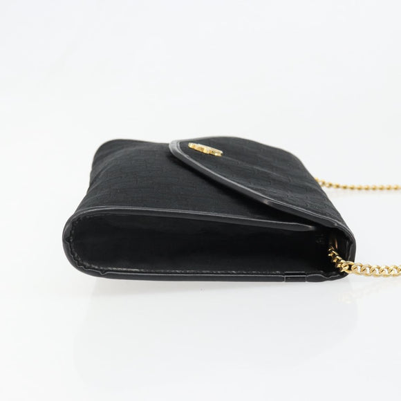 Christian Dior Trotter Canvas Chain Shoulder Bag Black Gold Auth yk20576