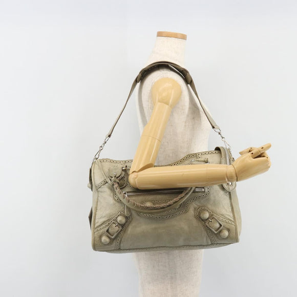 BALENCIAGA The Giant City Bag Leather 2way Gray Silver 204529 Auth yk20579SAV