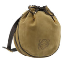 LOEWE Anagram Shoulder Bag Suede Beige Gold Auth yk20584-1