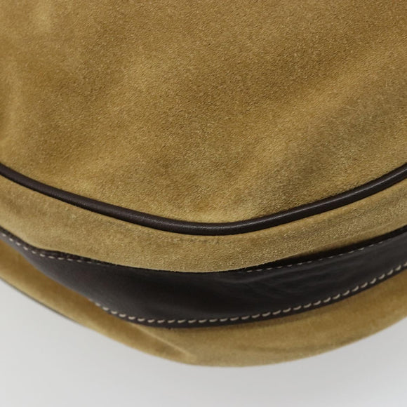 LOEWE Anagram Shoulder Bag Suede Beige Gold Auth yk20584