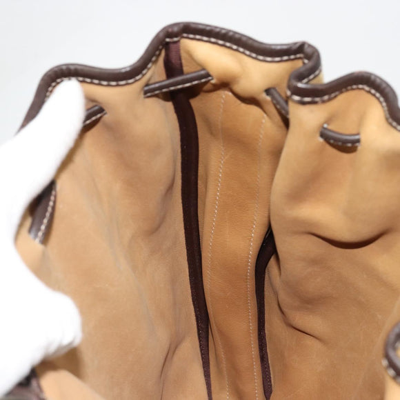 LOEWE Anagram Shoulder Bag Suede Beige Gold Auth yk20584