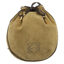 LOEWE Anagram Shoulder Bag Suede Beige Gold Auth yk20584-13
