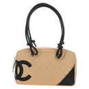 CHANEL Cambon Line Hand Bag Leather Beige Silver CC Auth yk20585SAM-2