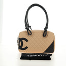 CHANEL Cambon Line Hand Bag Leather Beige Silver CC Auth yk20585SAM-27