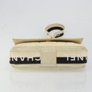 CHANEL Choco Bar Shoulder Bag Lamb Skin White Gold CC Auth yk20586-10