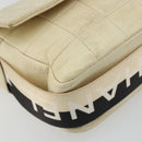 CHANEL Choco Bar Shoulder Bag Lamb Skin White Gold CC Auth yk20586-12