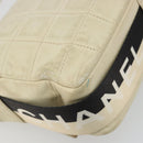 CHANEL Choco Bar Shoulder Bag Lamb Skin White Gold CC Auth yk20586-14