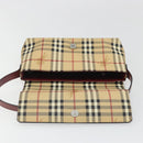 BURBERRY Nova Check Shoulder Bag PVC Beige Silver Auth yk20589A-10