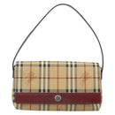 BURBERRY Nova Check Shoulder Bag PVC Beige Silver Auth yk20589A-13