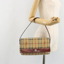 BURBERRY Nova Check Shoulder Bag PVC Beige Silver Auth yk20589A-23