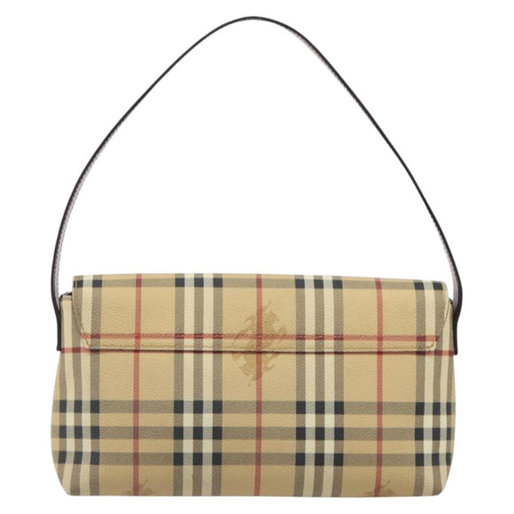 BURBERRY Nova Check Shoulder Bag PVC Beige Silver Auth yk20589A