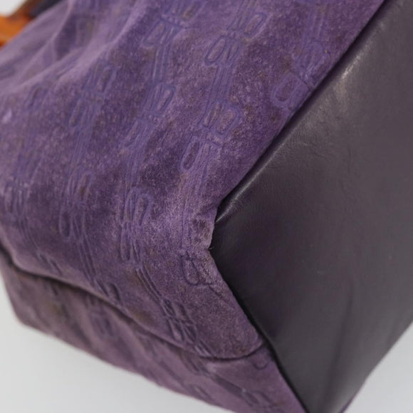 BALENCIAGA Hand Bag Suede Purple Silver Auth yk20590