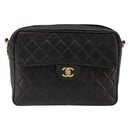 CHANEL Matelasse Chain Shoulder Bag Lamb Skin Black Gold CC Auth yk20591V-13