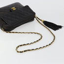 CHANEL Matelasse Chain Shoulder Bag Lamb Skin Black Gold CC Auth yk20591V-7