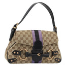 GUCCI GG Canvas Horsebit Sherry Line Bag Beige Gold 129500 Auth yk20593SAV-1