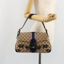 GUCCI GG Canvas Horsebit Sherry Line Bag Beige Gold 129500 Auth yk20593SAV-25