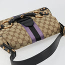 GUCCI GG Canvas Horsebit Sherry Line Bag Beige Gold 129500 Auth yk20593SAV-6