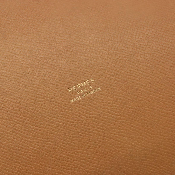 HERMES Market GM Shoulder Bag Epsom Brown Gold Auth yk20594